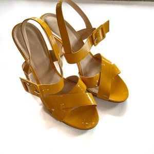 JCrew Yellow 3.5 inch Strap  Heeled Sandals Sz 9